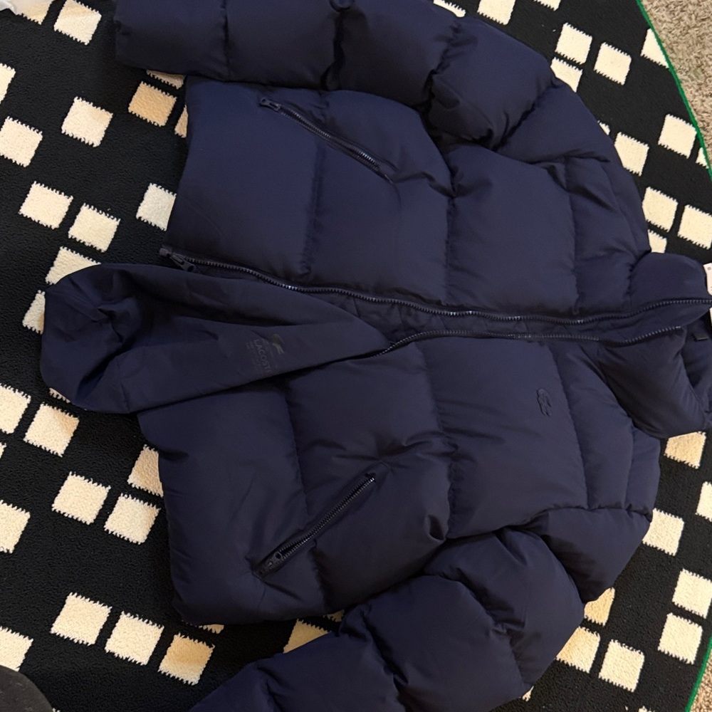 Lacoste Dark Blue Quilted Hooded Puffer Jacket